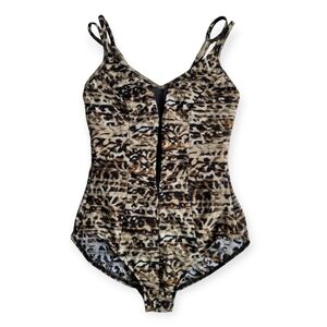Miraclesuit Wild Side Leopard Print Mesh Insert One-Piece Swimsuit 6 DD
